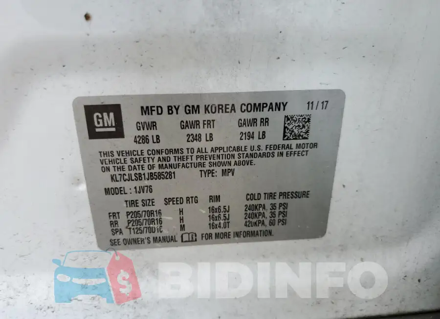KL7CJLSB1JB585281 Photo# 13