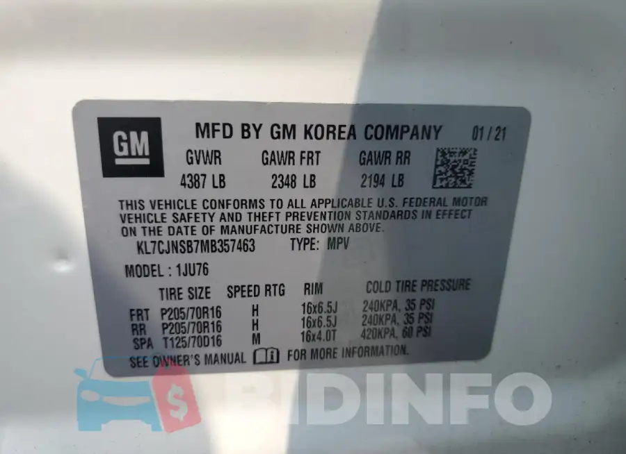 KL7CJNSB7MB357463 Photo# 13