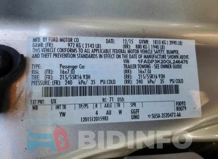 1FADP3K20GL246476 Photo# 13