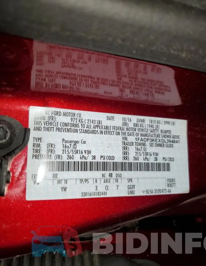 1FADP3KEXGL394841 Photo# 12