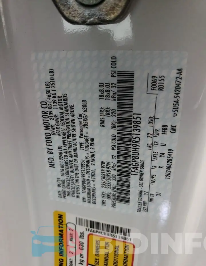 1FAGP8UH9R5139851 Photo# 13