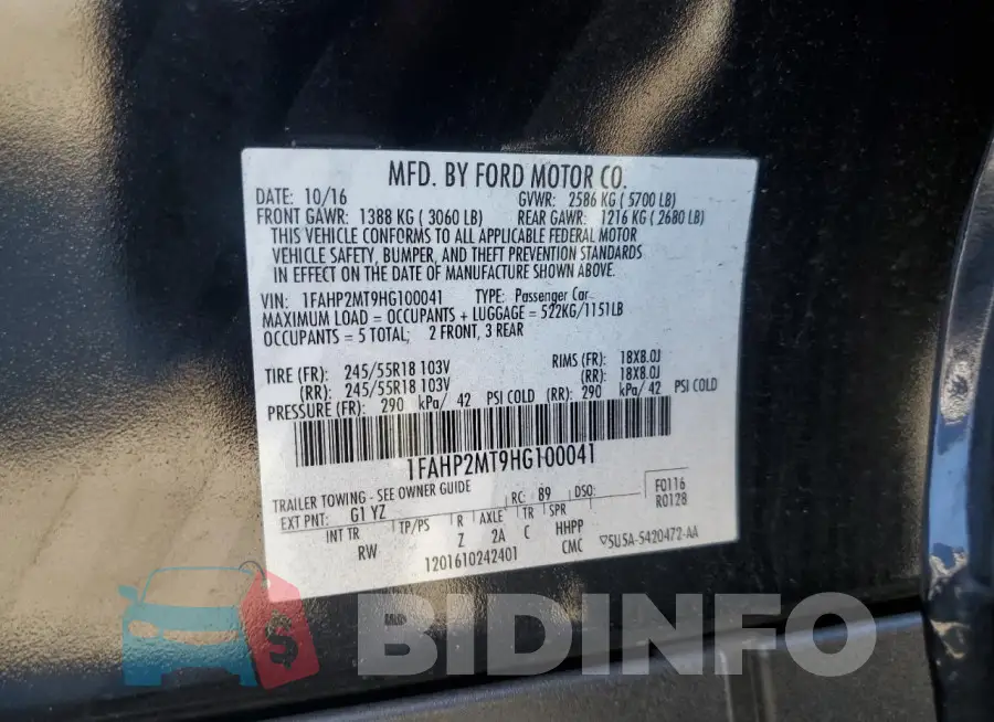 1FAHP2MT9HG100041 Photo# 12
