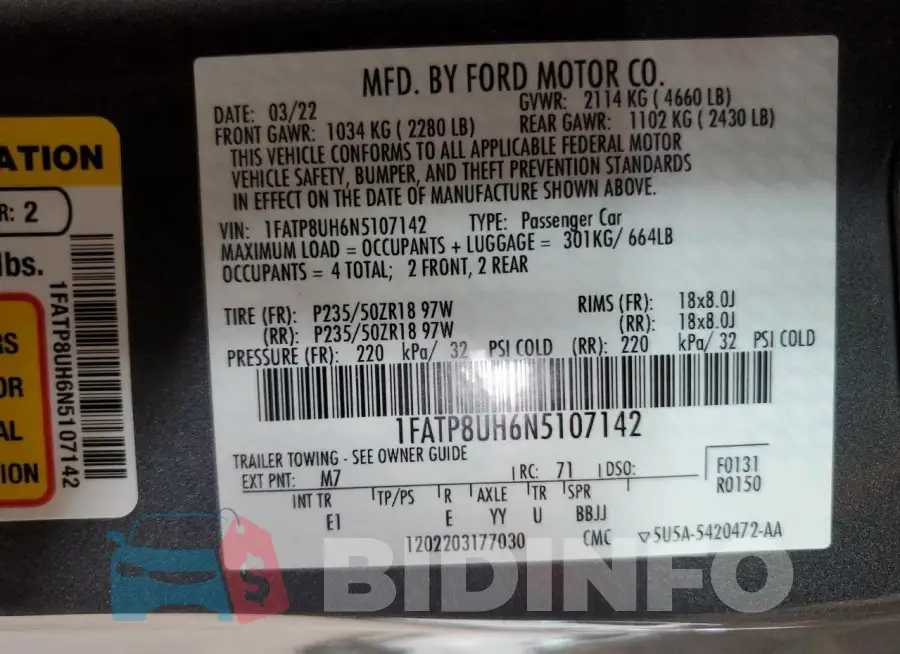 1FATP8UH6N5107142 Photo# 12