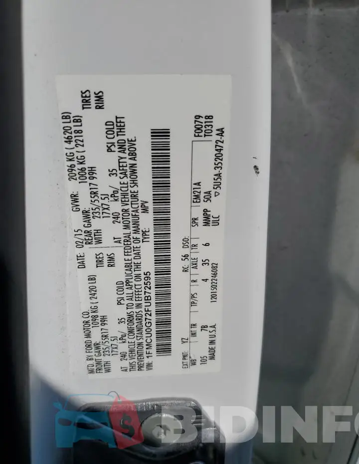 1FMCU0G72FUB72595 Photo# 12