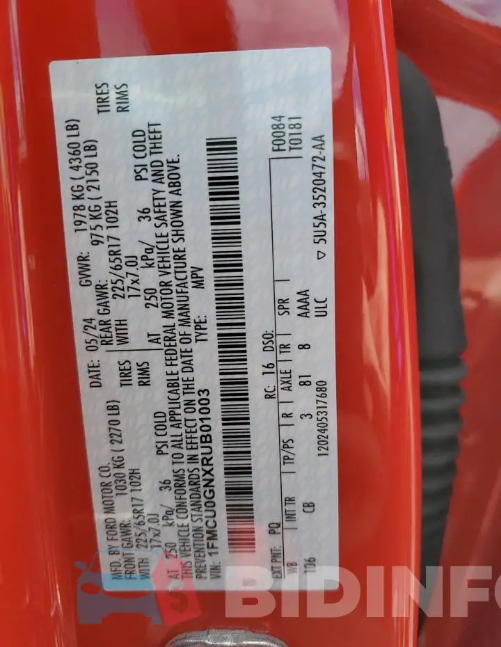 1FMCU0GNXRUB01003 Photo# 13