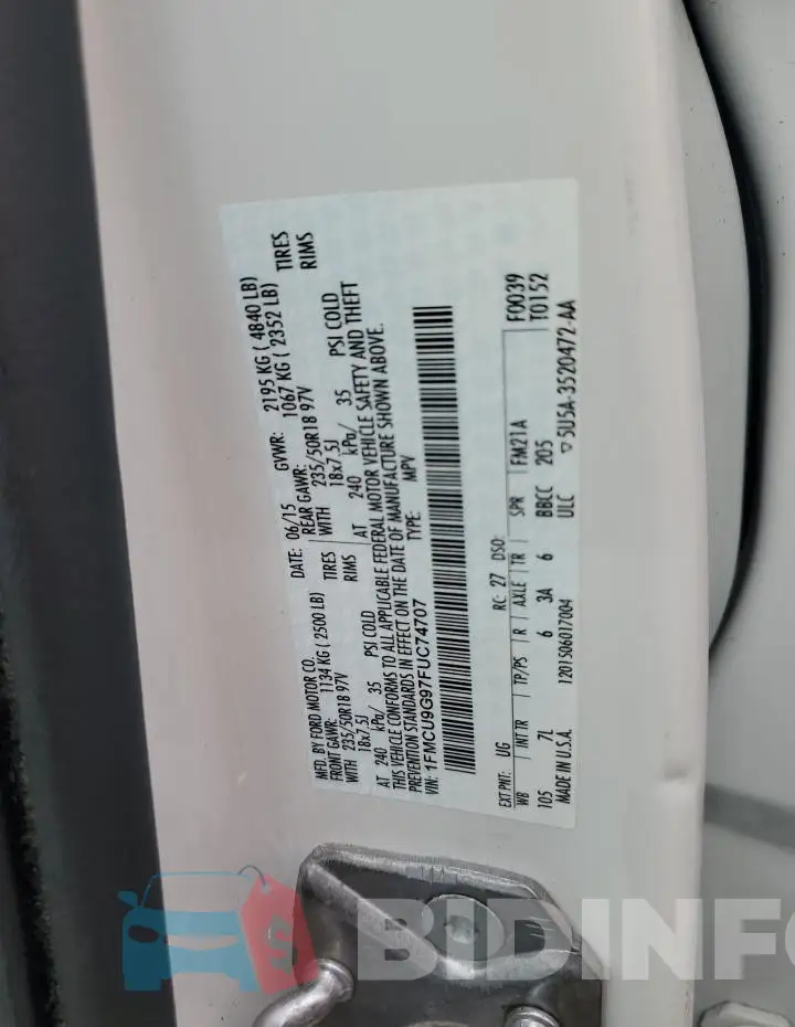 1FMCU9G97FUC74707 Photo# 13