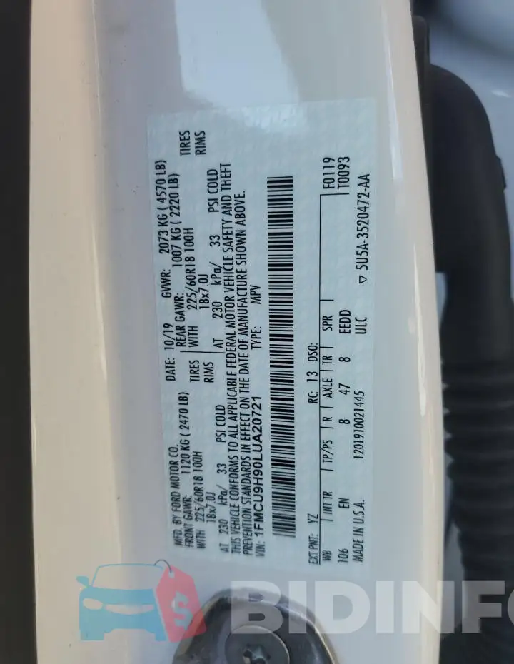 1FMCU9H90LUA20721 Photo# 13
