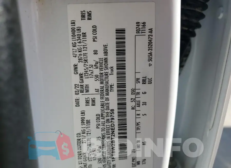 1FT8W2BT2NED79758 Photo# 12