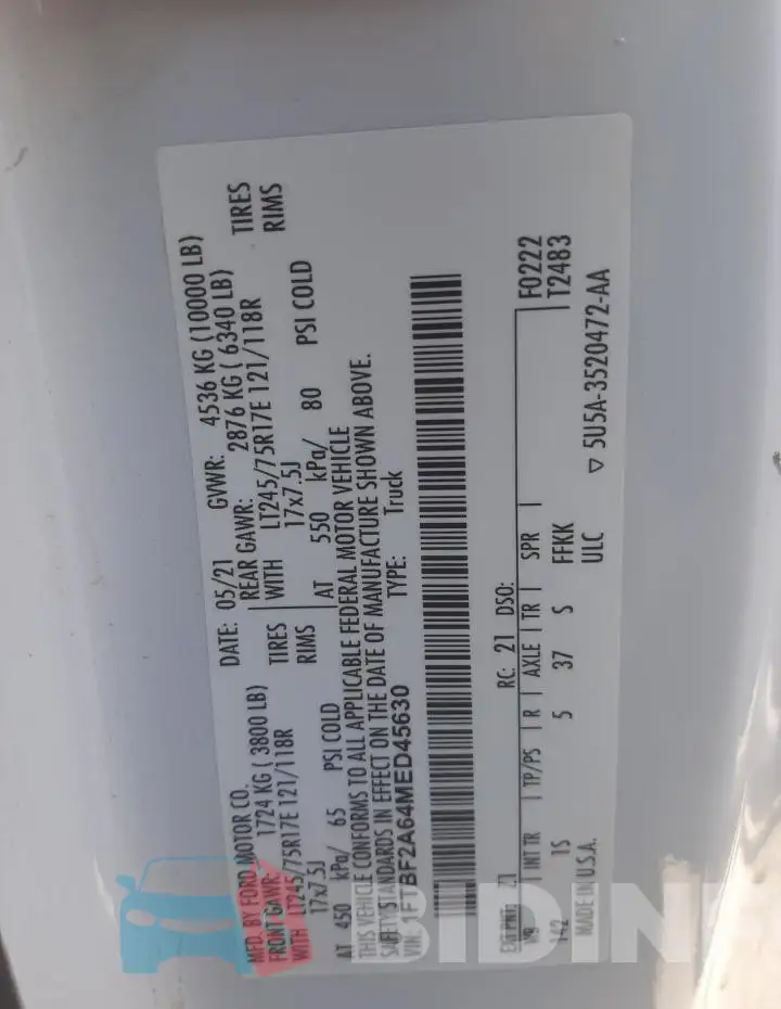 1FTBF2A64MED45630 Photo# 12