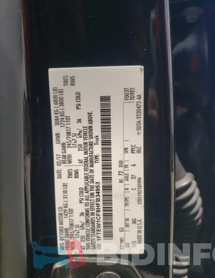 1FTEW1CF8HFB34953 Photo# 12