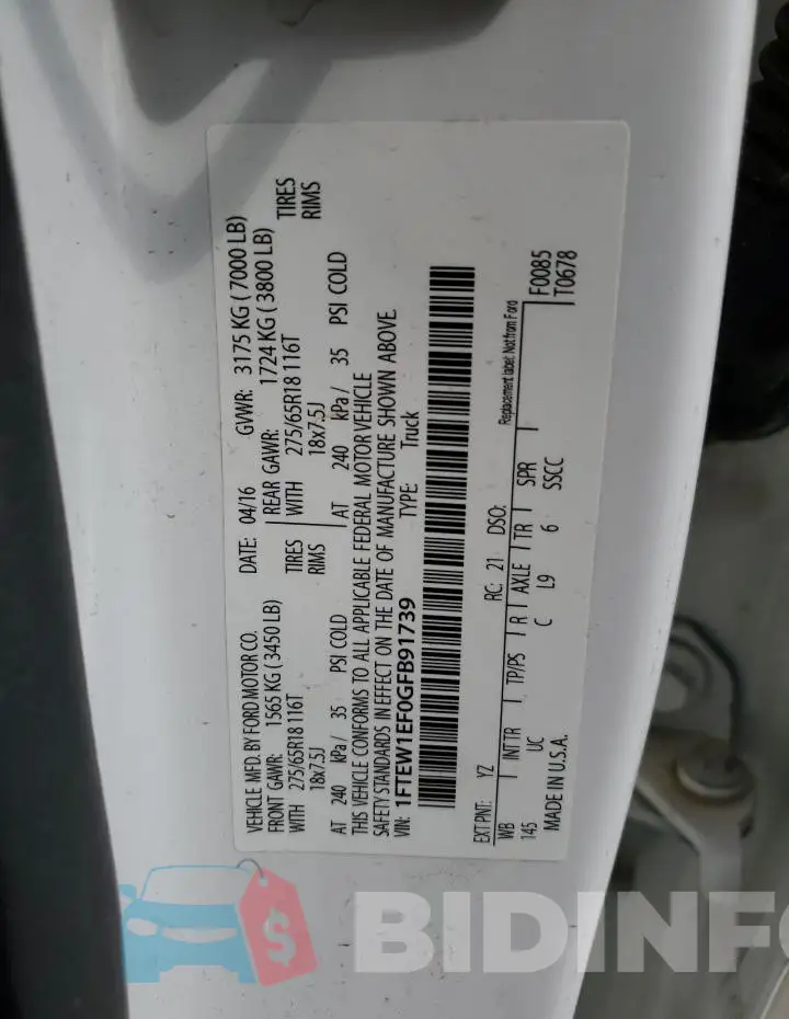 1FTEW1EF0GFB91739 Photo# 12
