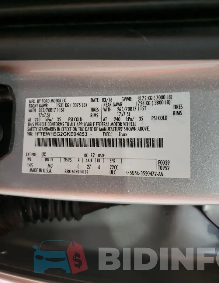 1FTEW1EG2GKE04853 Photo# 13