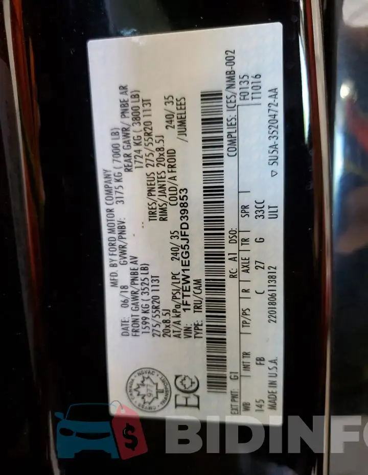 1FTEW1EG5JFD39853 Photo# 12