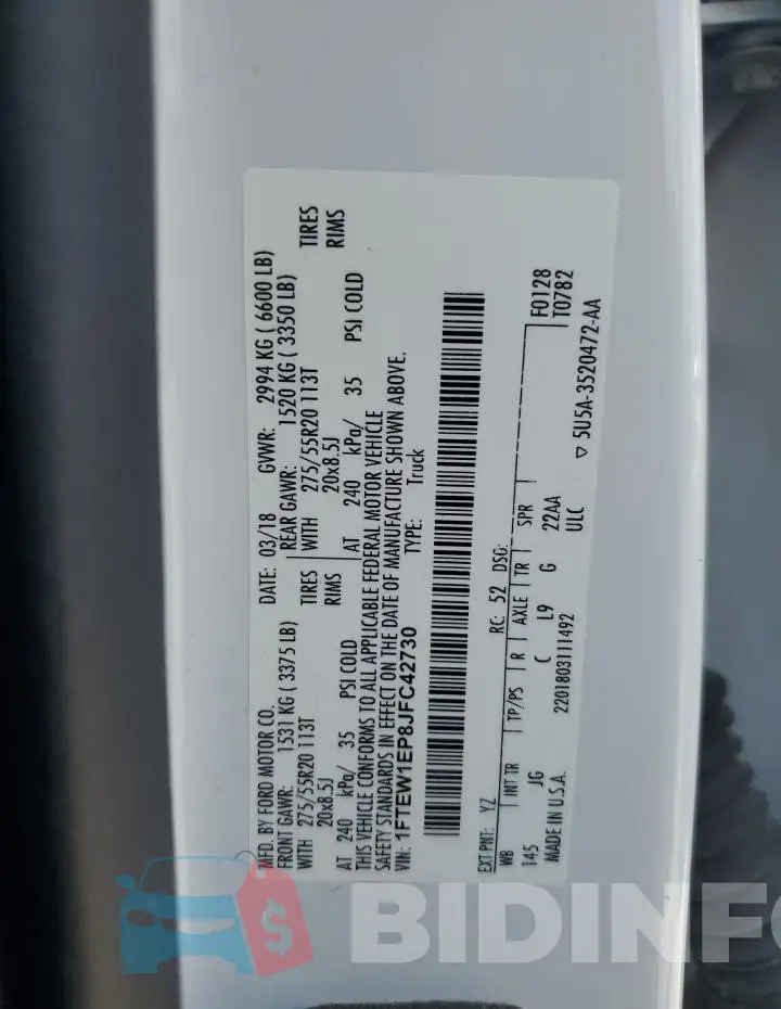 1FTEW1EP8JFC42730 Photo# 12