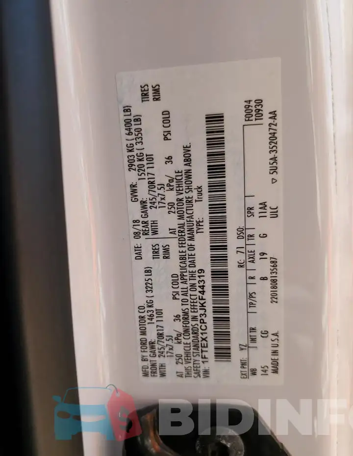 1FTEX1CP3JKF44319 Photo# 12
