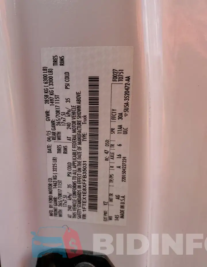 1FTEX1E8XFFB35031 Photo# 12
