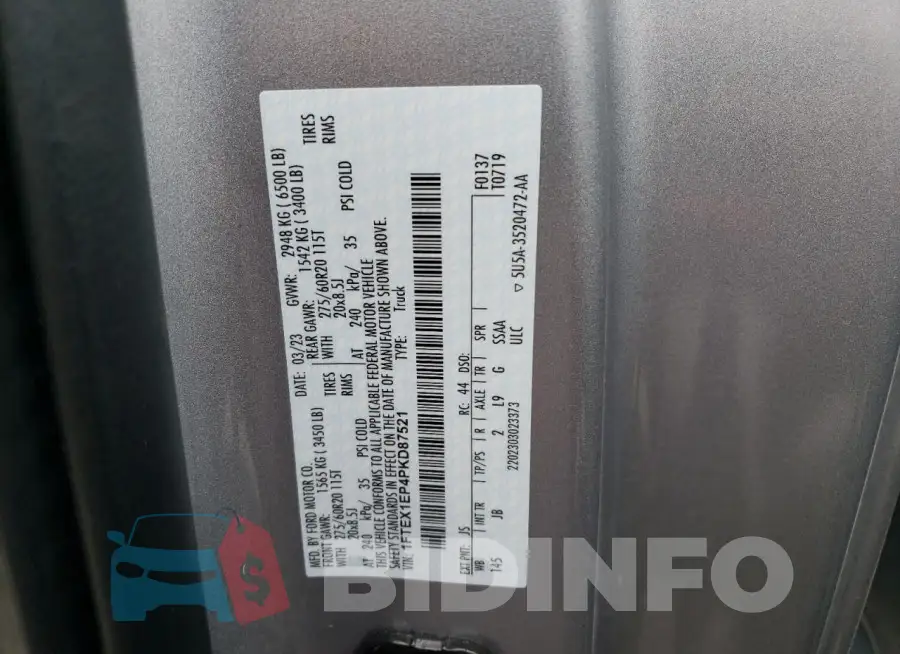 1FTEX1EP4PKD87521 Photo# 13