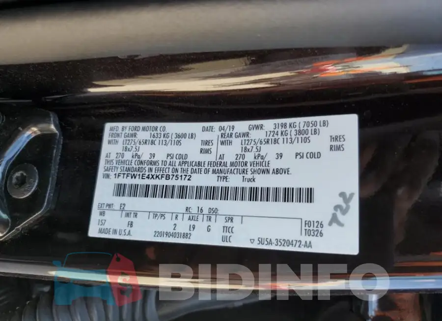 1FTFW1E4XKFB75172 Photo# 12