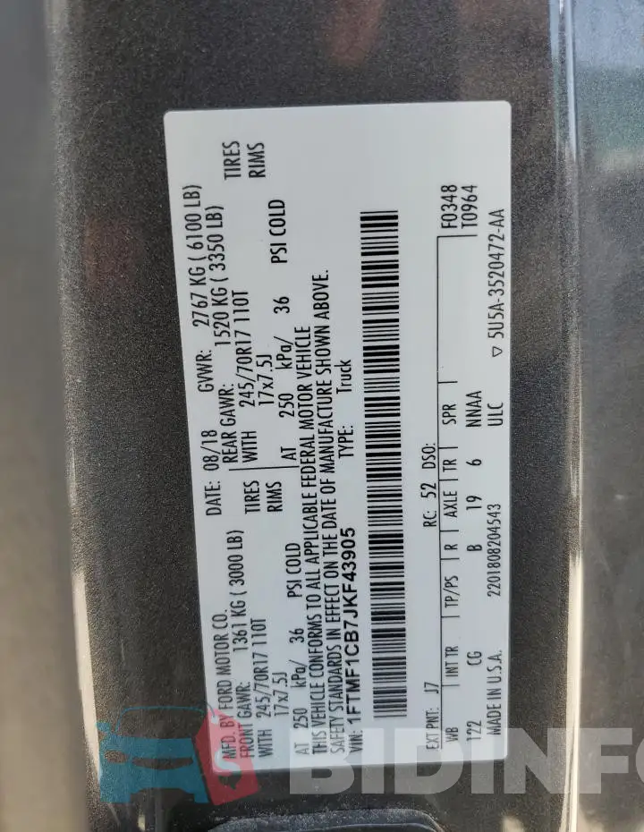 1FTMF1CB7JKF43905 Photo# 12