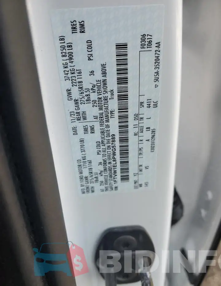 1FTVW1EL8PWG57889 Photo# 12