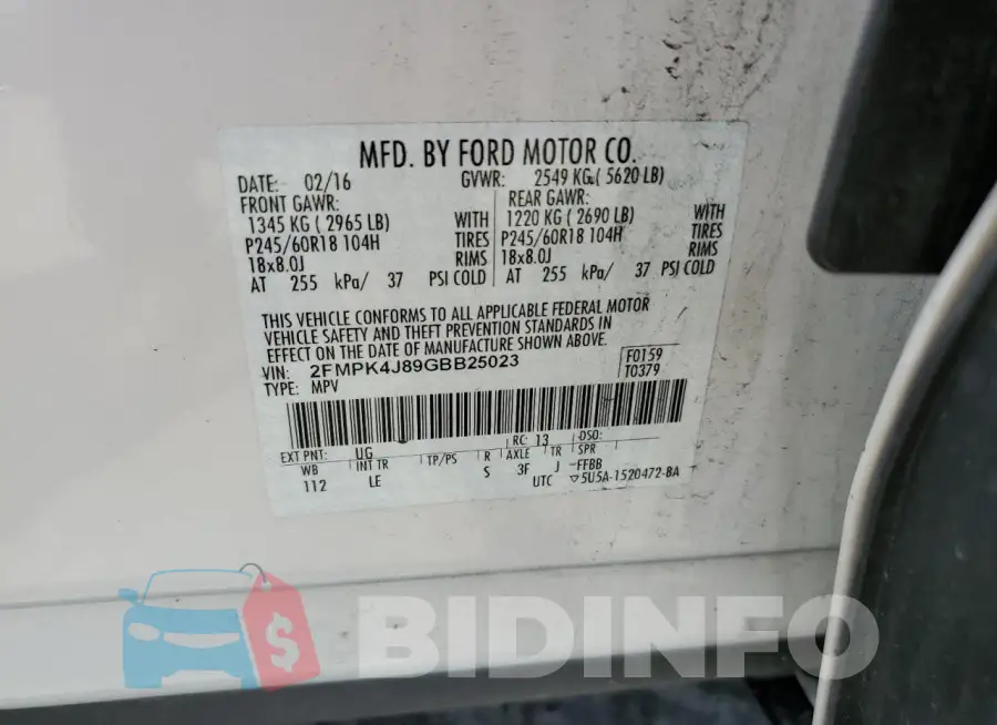 2FMPK4J89GBB25023 Photo# 14