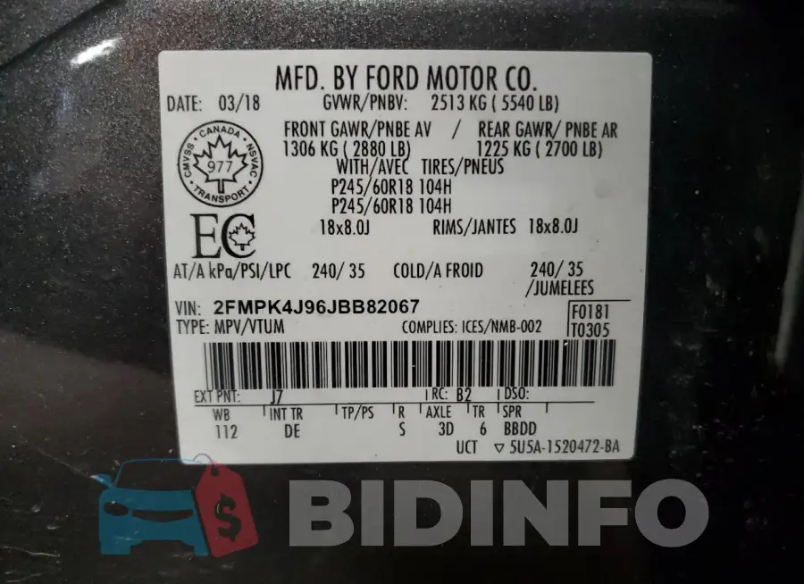 2FMPK4J96JBB82067 Photo# 13