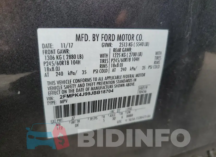 2FMPK4J99JBB18704 Photo# 13