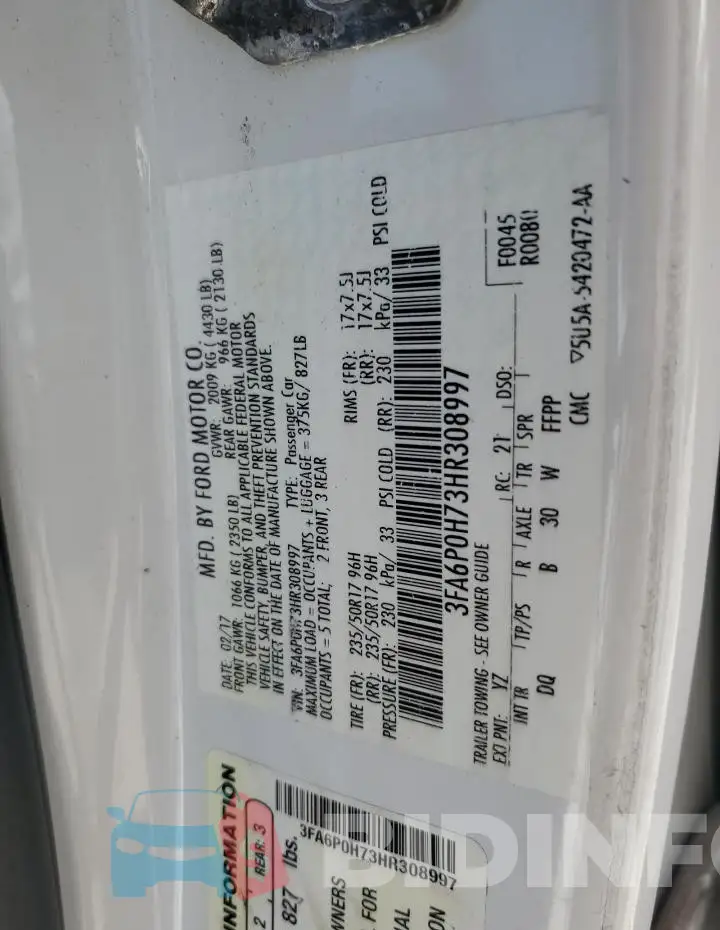 3FA6P0H73HR308997 Photo# 12