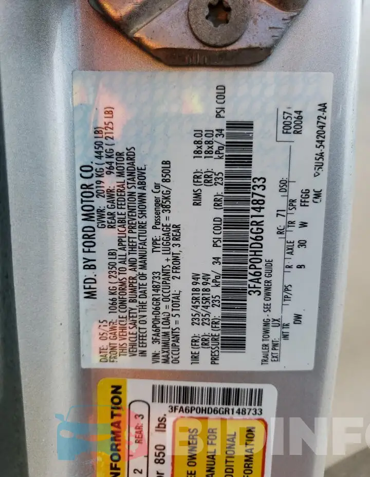 3FA6P0HD6GR148733 Photo# 12