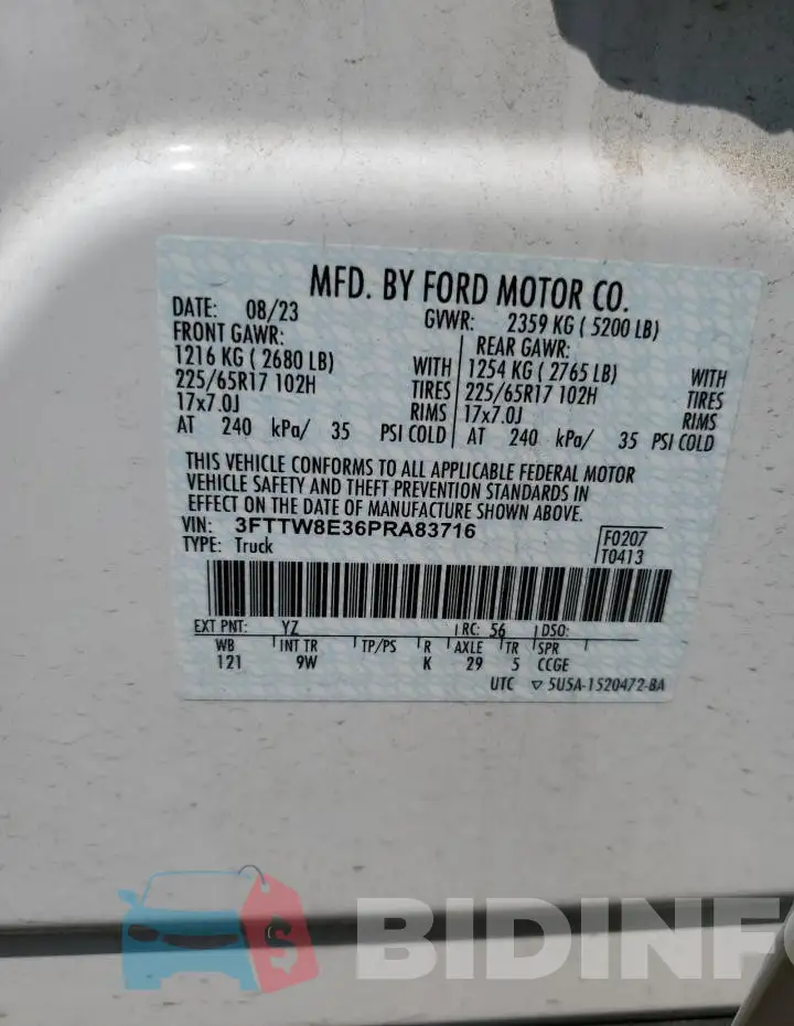 3FTTW8E36PRA83716 Photo# 12