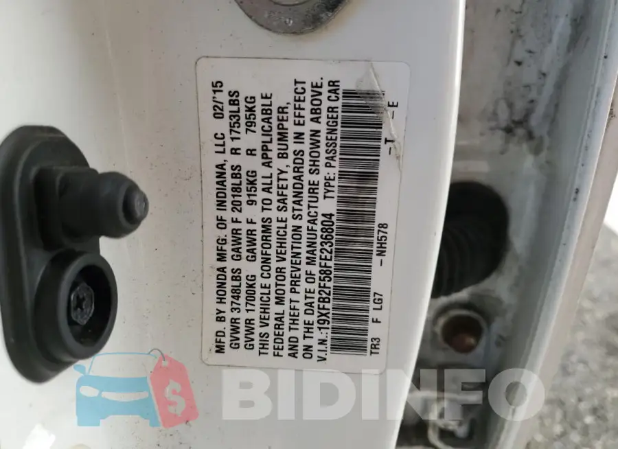 19XFB2F58FE236804 Photo# 12