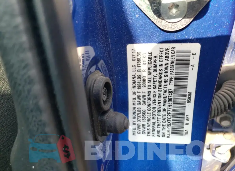 19XFC2F77HE067487 Photo# 13