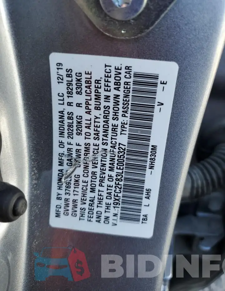 19XFC2F83LE005327 Photo# 12