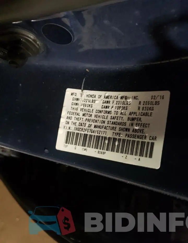 1HGCR2F57GA152171 Photo# 12
