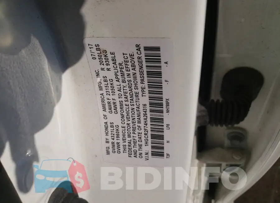 1HGCR2F74HA264316 Photo# 13