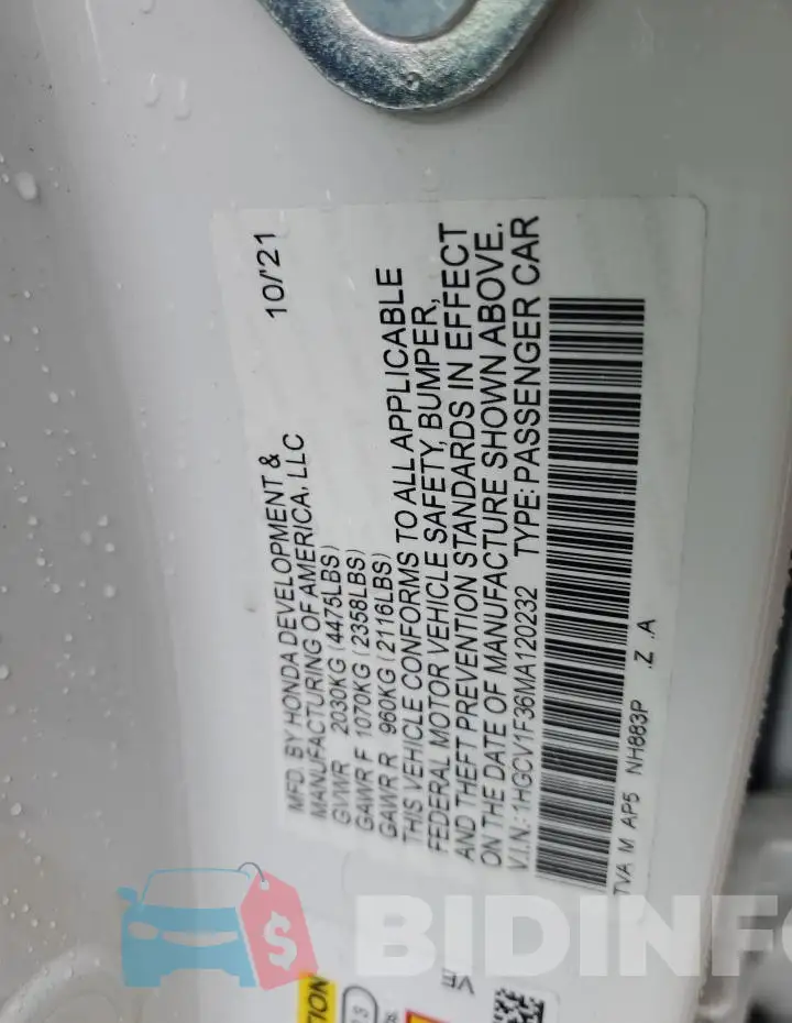 1HGCV1F36MA120232 Photo# 12