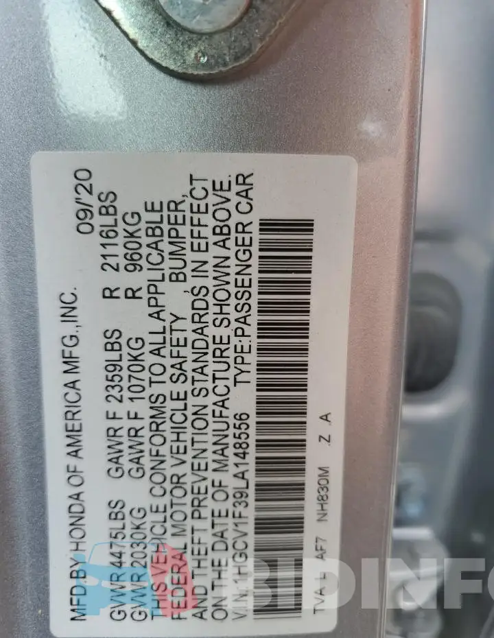 1HGCV1F39LA148556 Photo# 12