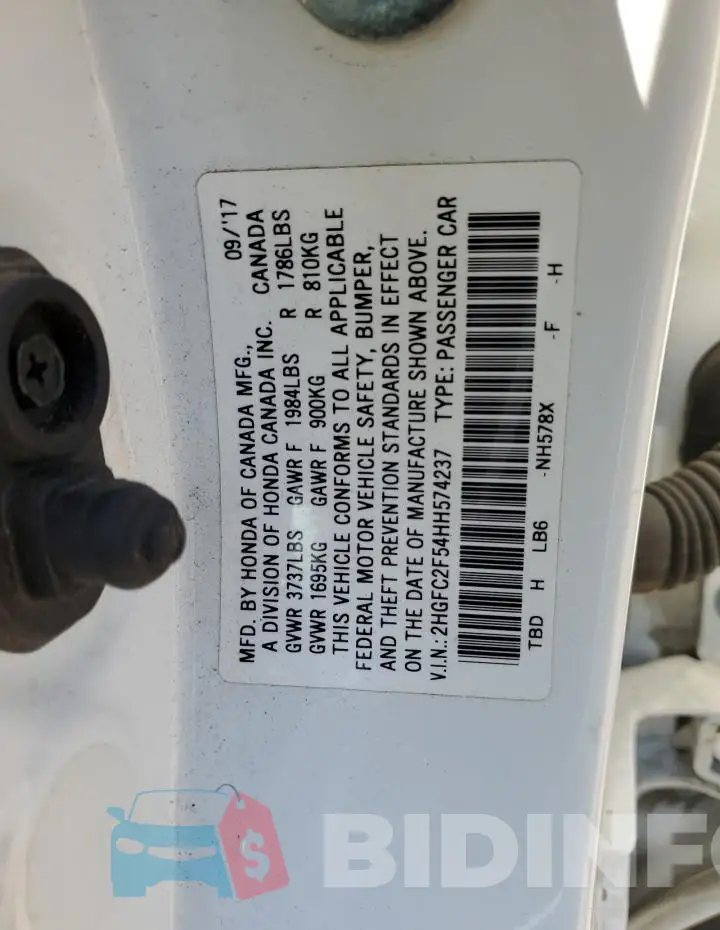 2HGFC2F54HH574237 Photo# 12