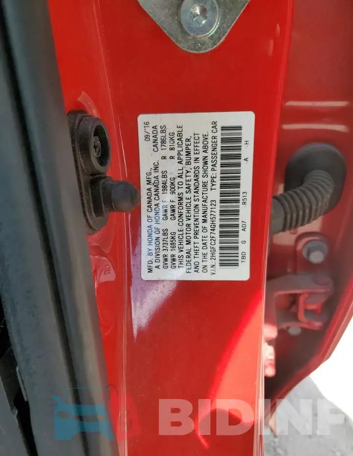 2HGFC2F74GH577123 Photo# 13