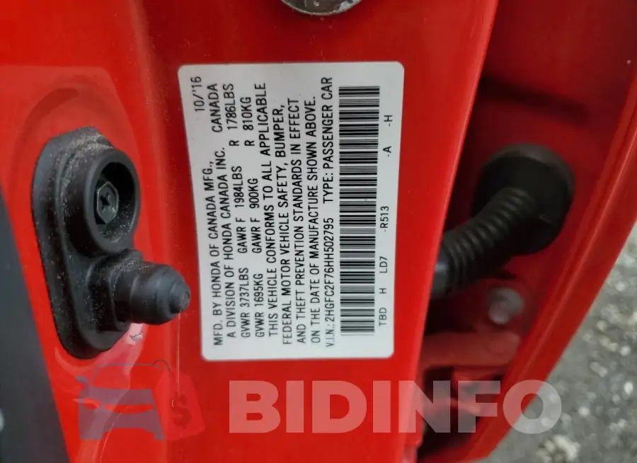 2HGFC2F76HH502795 Photo# 12