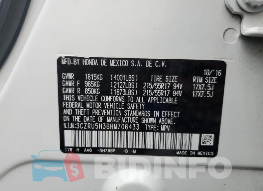 3CZRU5H36HM706433 Photo# 13