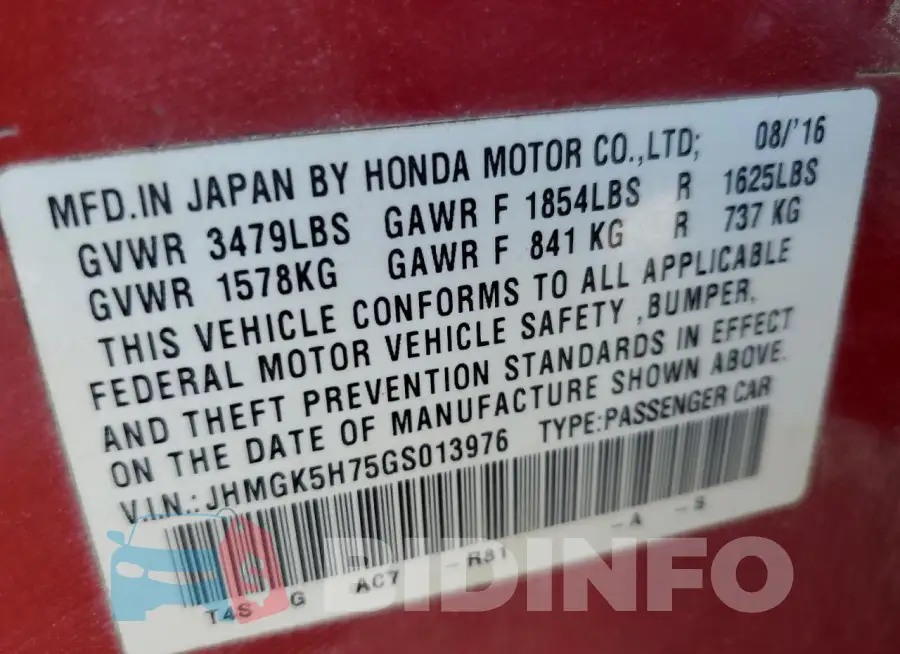 JHMGK5H75GS013976 Photo# 12