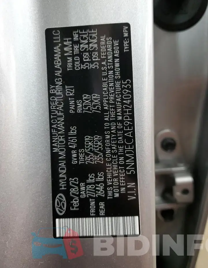 5NMJECAE9PH240935 Photo# 12