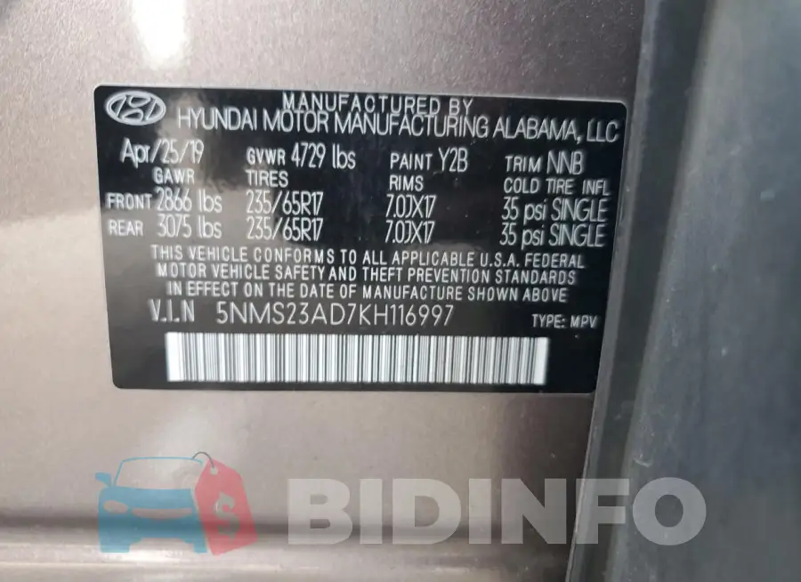 5NMS23AD7KH116997 Photo# 13