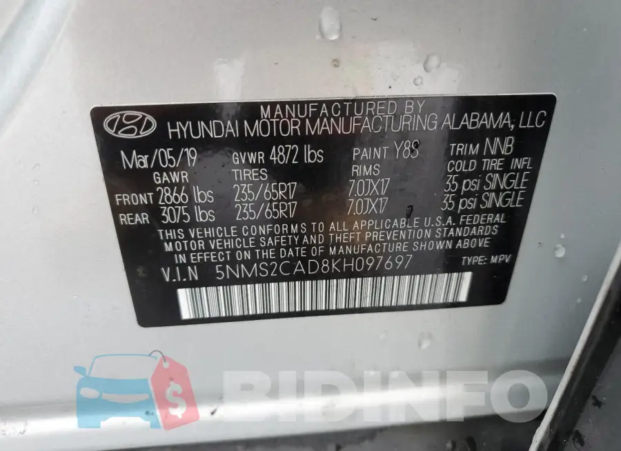 5NMS2CAD8KH097697 Photo# 13