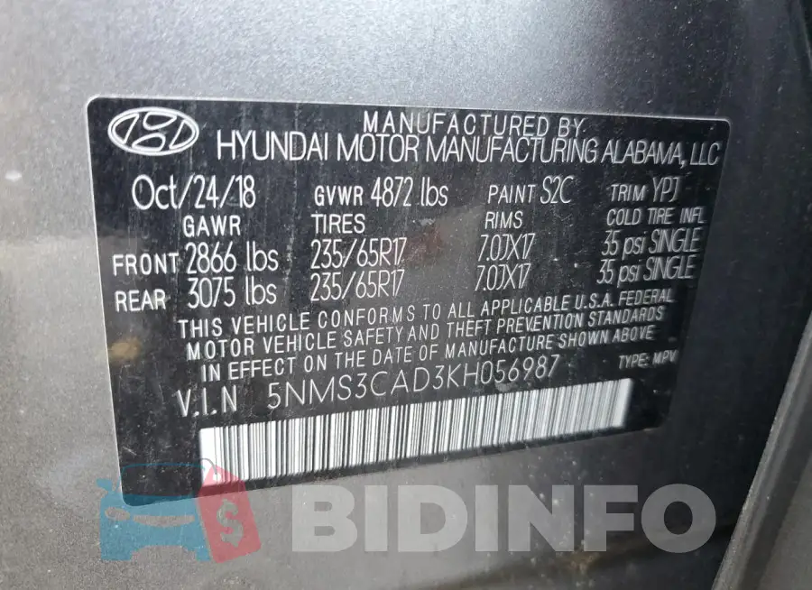 5NMS3CAD3KH056987 Photo# 13