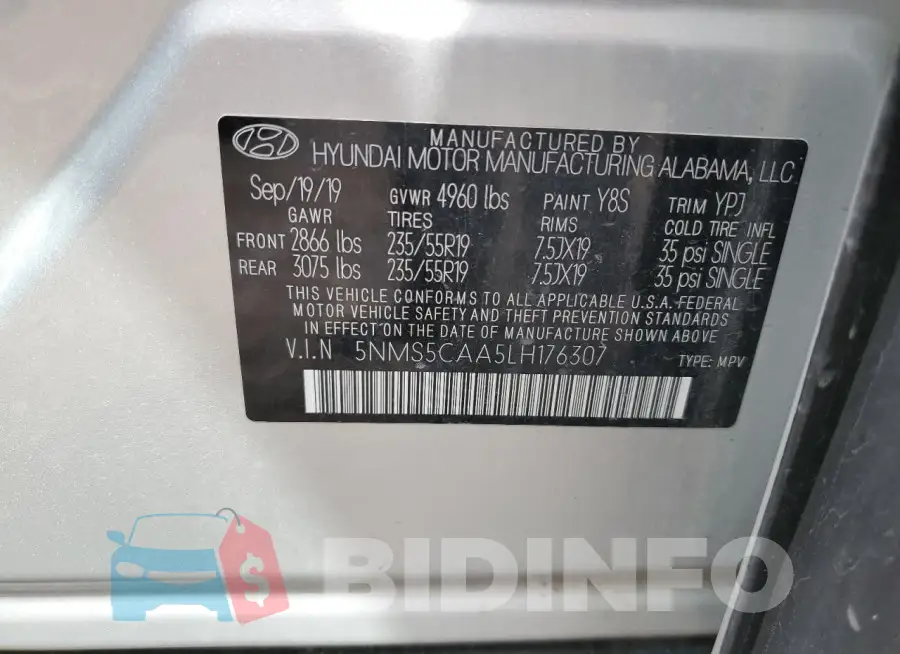 5NMS5CAA5LH176307 Photo# 14