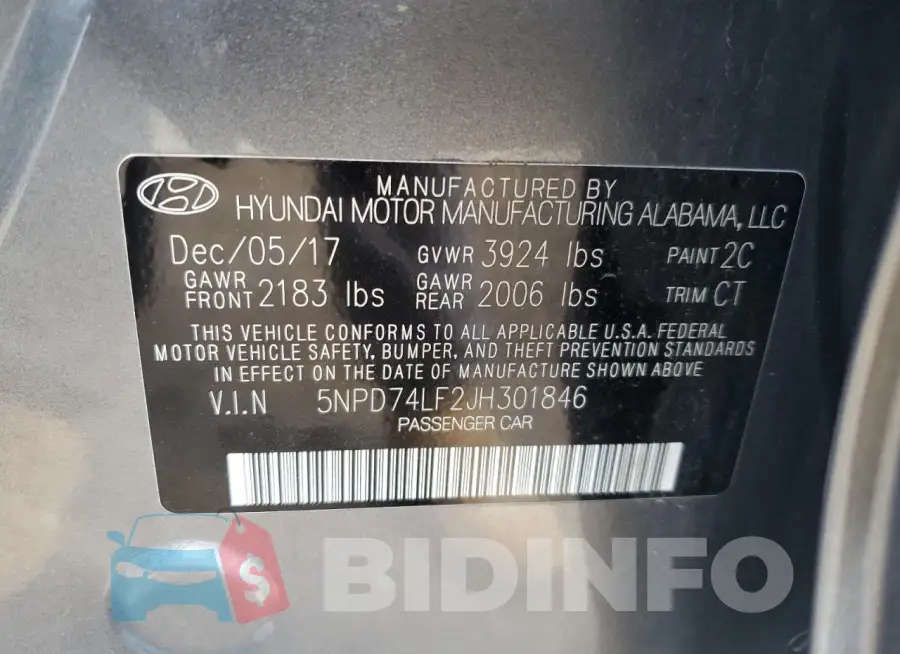 5NPD74LF2JH301846 Photo# 13
