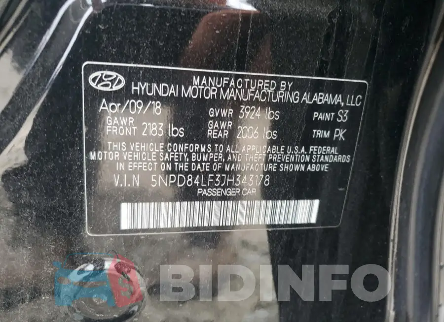 5NPD84LF3JH343178 Photo# 12