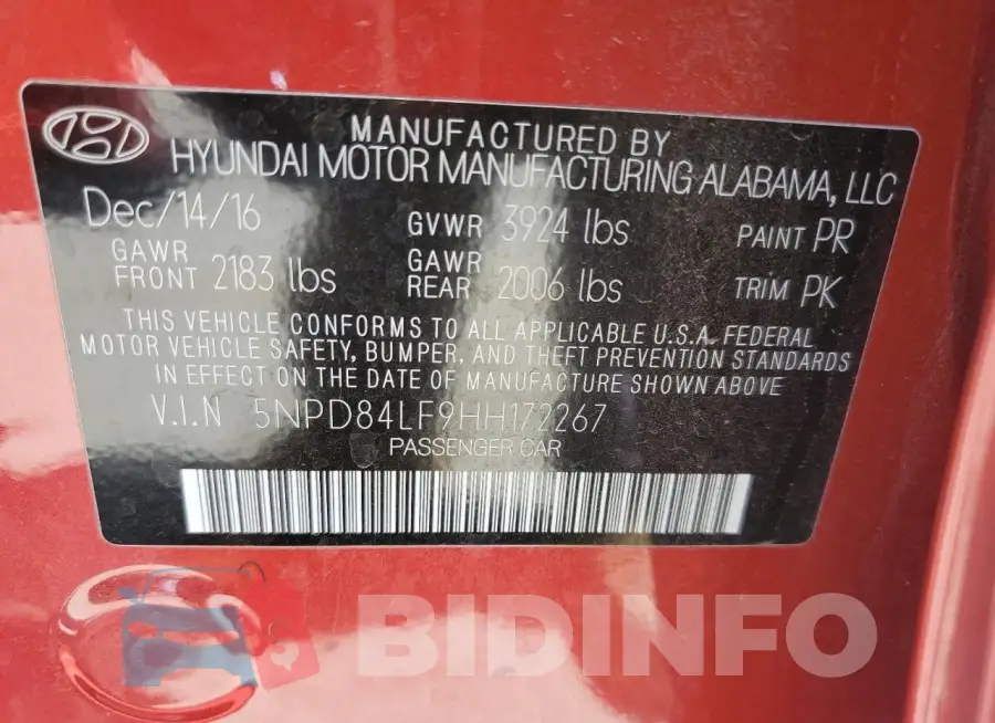 5NPD84LF9HH172267 Photo# 12